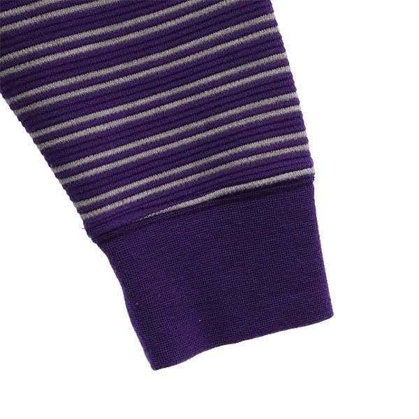 ナノユニバース ボーダー 長袖 セーター L パープル×グレー nano universe ニット メンズ