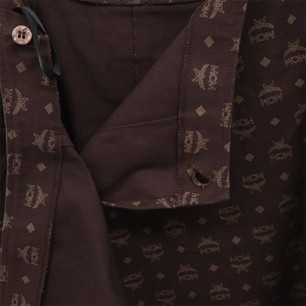 MCM エムシーエム ロゴ総柄 ミディ丈 ラップスカート 73-97 ブラウン レディース