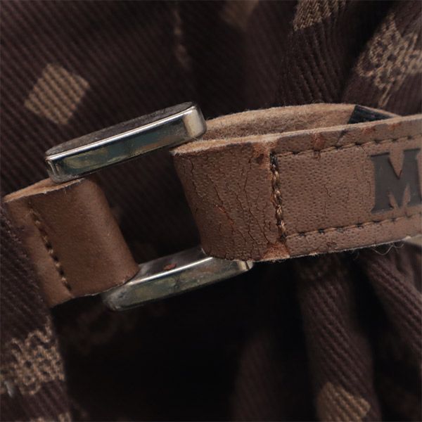 MCM エムシーエム ロゴ総柄 ミディ丈 ラップスカート 73-97 ブラウン レディース