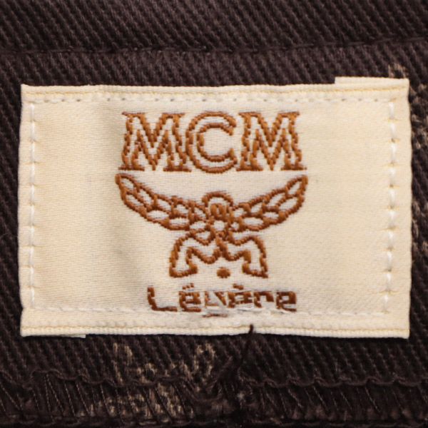 MCM エムシーエム ロゴ総柄 ミディ丈 ラップスカート 73-97 ブラウン レディース