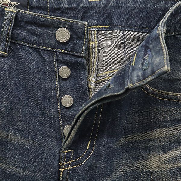 衣 ツギハギ リメイク ボタンフライ ツギハギ リメイク ストレートデニムパンツ w28 ブルー ジーパン メンズ