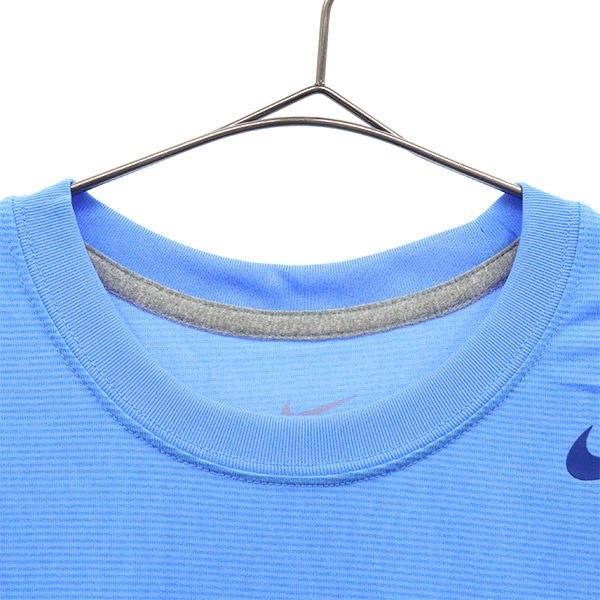 未使用 ナイキ 総柄 半袖 ウォームアップ トレーニングウェア S ブルー NIKE Tシャツ メンズ