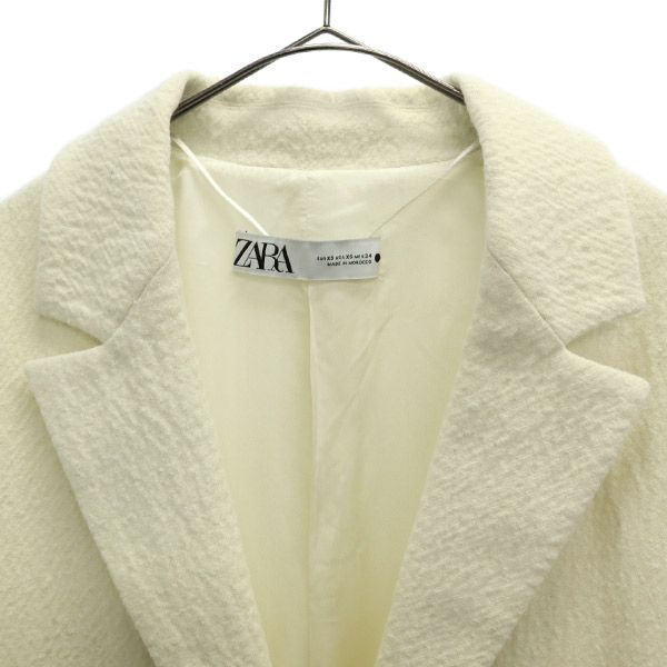 未使用 ZARA ザラ コットンブレンド チェスターコート XS ホワイト レディース