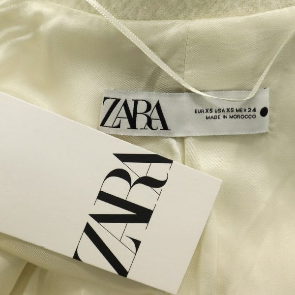 未使用 ZARA ザラ コットンブレンド チェスターコート XS ホワイト レディース