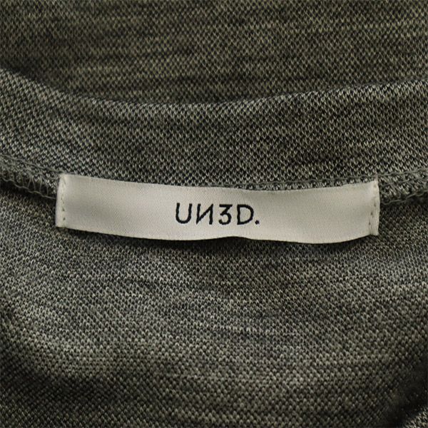 UN3D. アンスリード 長袖 ワンピース 36 グレー×レッド レディース