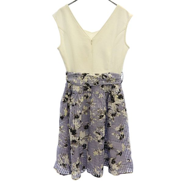 未使用 ダズリン 花柄 ノースリーブ ワンピース M ブルー系 dazzlin レディース