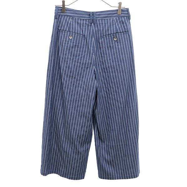 リベットアンドブルー 日本製 ストライプ ガウチョパンツ 1 ブルー×ホワイト Rivet&Blue レディース