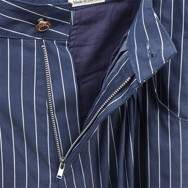 リベットアンドブルー 日本製 ストライプ ガウチョパンツ 1 ブルー×ホワイト Rivet&Blue レディース