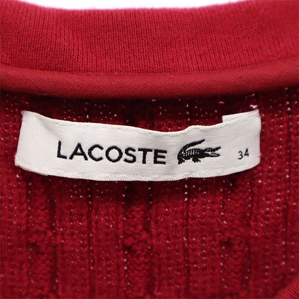 LACOSTE ラコステ 半袖 ワンピース 34 レッド レディース