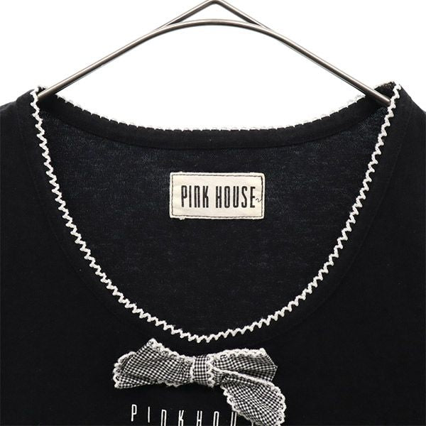 PINK HOUSE ピンクハウス プリント 半袖 Tシャツ M ブラック レディース