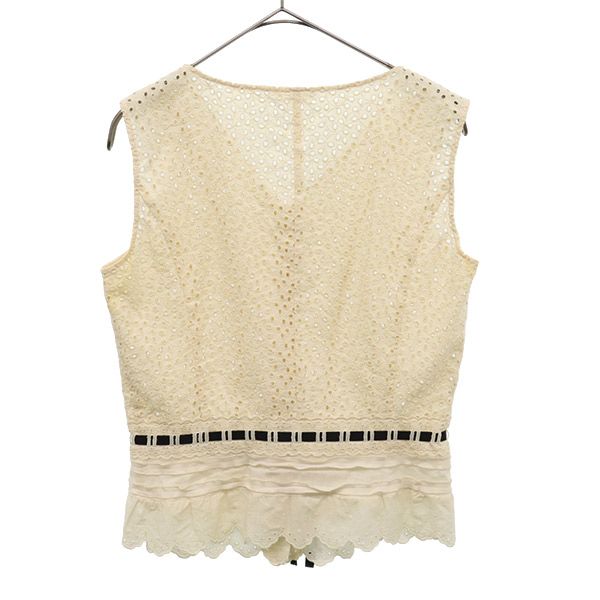 TO BE CHIC トゥービーシック 日本製 三陽商会 総柄 ノースリーブ カットソー 40 ホワイト レディース