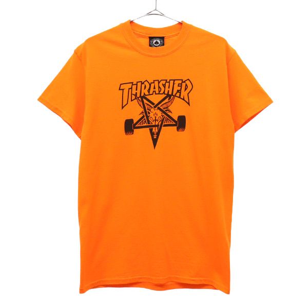 スラッシャー プリント 半袖 Tシャツ オレンジ THRASHER クルーネック メンズ
