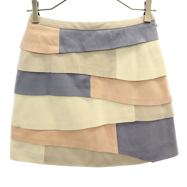 リリーブラウン LWFS161137 切替 カラーブロック ミニ丈 ティアードスカート 0 Lily Brown レディース