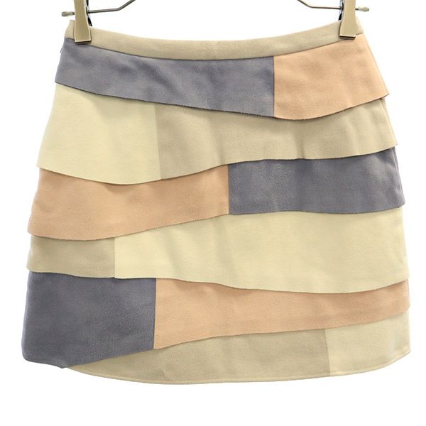 リリーブラウン LWFS161137 切替 カラーブロック ミニ丈 ティアードスカート 0 Lily Brown レディース