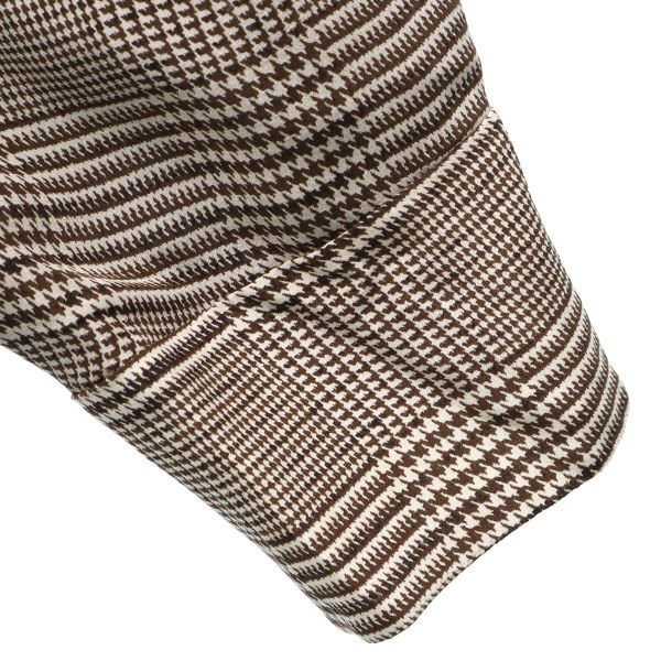 未使用 akuce+olivia アリス アンド オリビア シルク 千鳥格子柄 半袖 ブラウス S ホワイト×ブラウン レディース