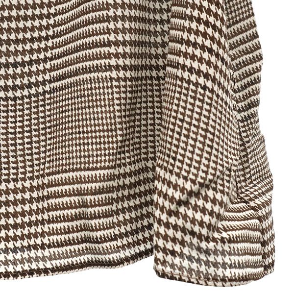 未使用 akuce+olivia アリス アンド オリビア シルク 千鳥格子柄 半袖 ブラウス S ホワイト×ブラウン レディース