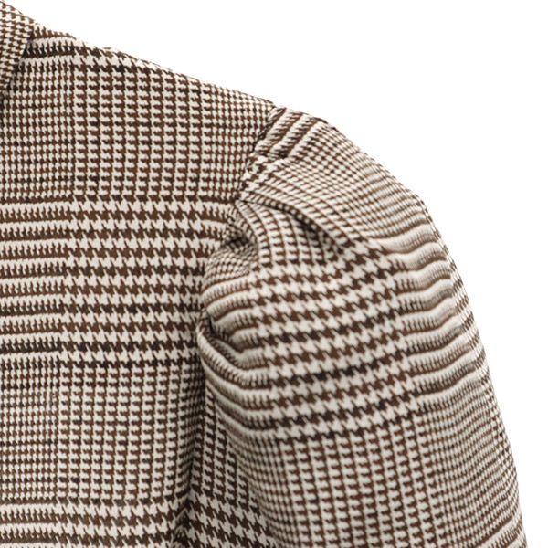 未使用 akuce+olivia アリス アンド オリビア シルク 千鳥格子柄 半袖 ブラウス S ホワイト×ブラウン レディース