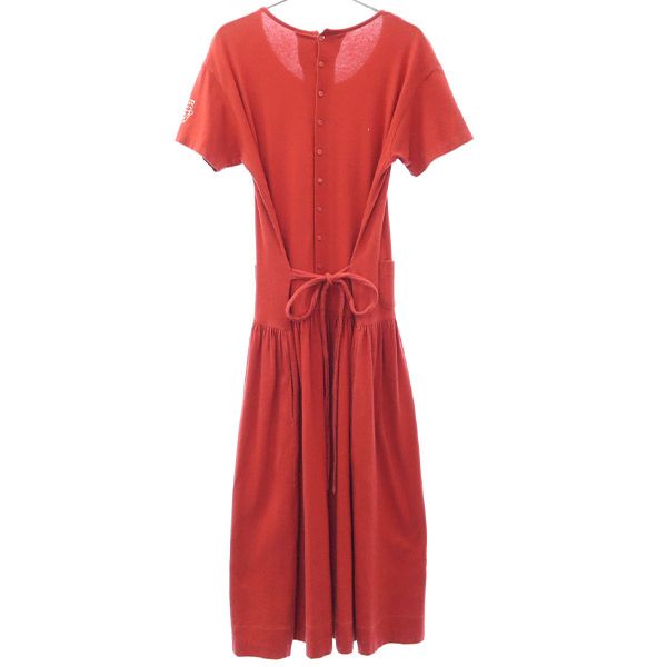 ピンクハウス プリント 半袖 ロングワンピース レッド×ホワイト PINK HOUSE レディース