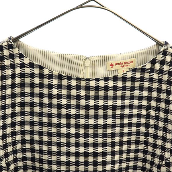 ブルックスブラザーズ チェック 半袖 ワンピース 2 ネイビー系 Brooks Brothers レディース