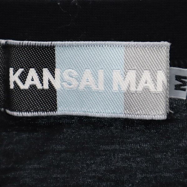 カンサイマン 日本製 龍 プリント 半袖 Vネック Tシャツ M ブラック×ホワイト KANSAIMAN メンズ