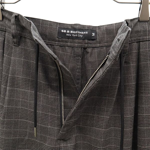 68&brothers シックスティエイトアンドブラザーズ チェック柄 2タック パンツ M グレー系 メンズ