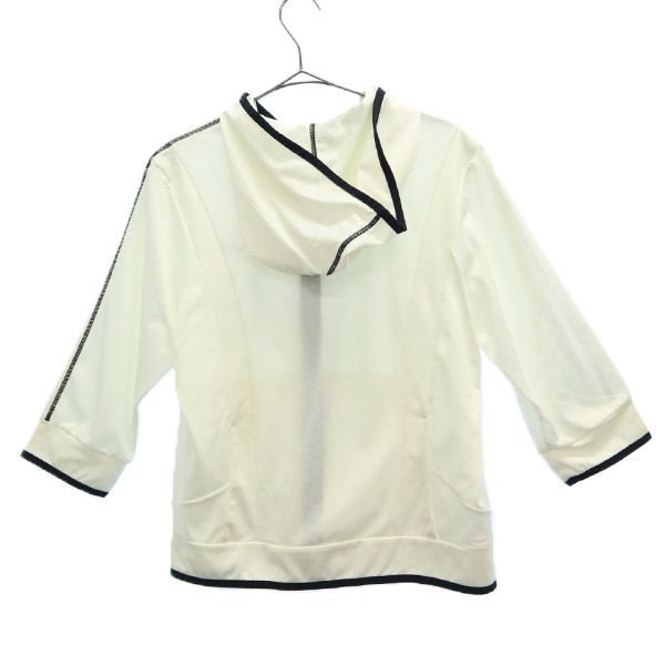 ナイキ ワンポイント刺繍 トレーニング 7分袖 ジップジャケット L ホワイト NIKE スポーツ フード付 レディース