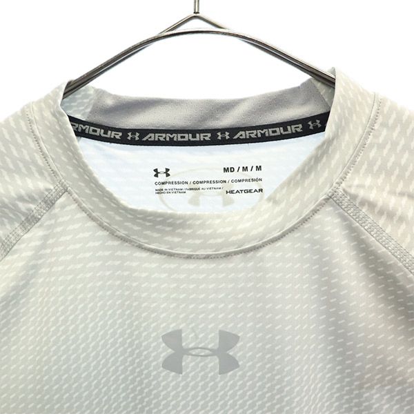 未使用 アンダーアーマー 総柄 トレーニング 長袖 Tシャツ MD グレー UNDER ARMOUR ロンT クルーネック スポーツ メンズ