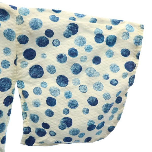 オーシャンアンドグラウンド ドット 長袖 浴衣 ワンピース S ブルー×ホワイト OCEAN&GROUND キッズ