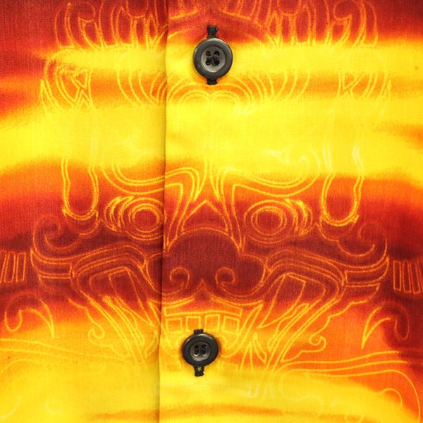 no boundaries ノーバウンダリーズ 総柄 半袖 オープンカラーシャツ L ブラック系 メンズ