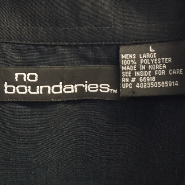 no boundaries ノーバウンダリーズ 総柄 半袖 オープンカラーシャツ L ブラック系 メンズ