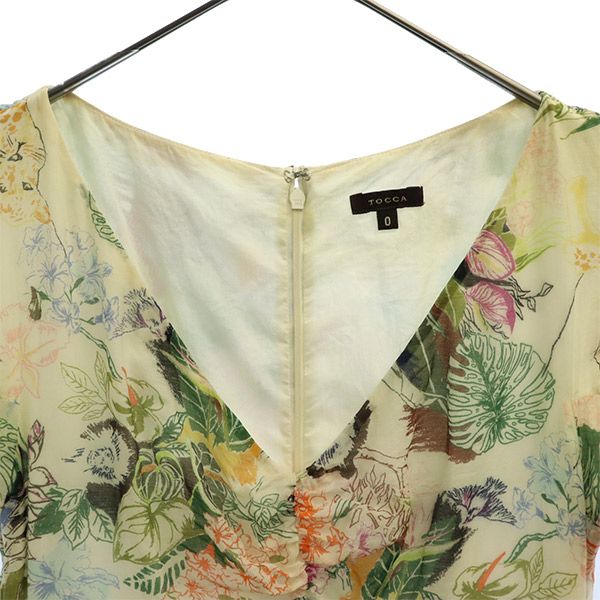 TOCCA トッカ 総柄 半袖 ワンピース 0 ホワイト系 フレンチスリーブ レディース