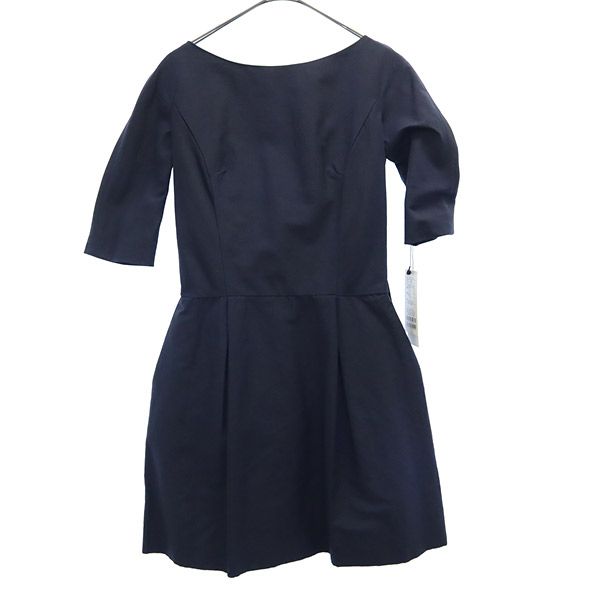未使用 Banner Barrett バナーバレット リネンブレンド 半袖 ワンピース 36 ネイビー レディース