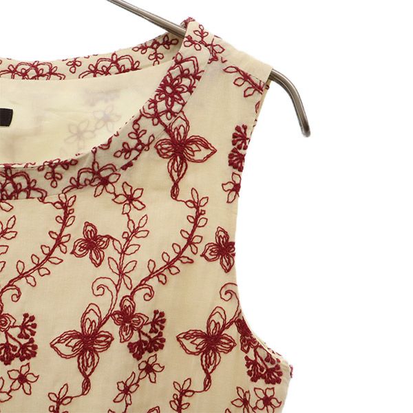 TOCCA トッカ 日本製 総柄 ノースリーブ ワンピース 2 ベージュ×レッド レディース