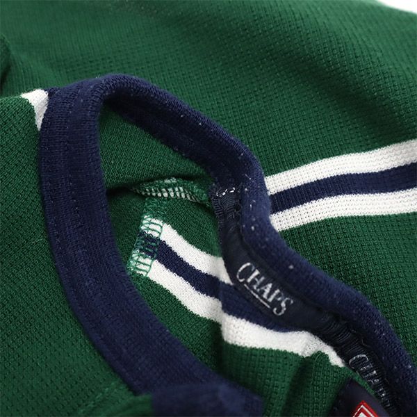 チャップス ボーダー 半袖 ヘンリーネック Tシャツ M グリーン CHAPS メンズ