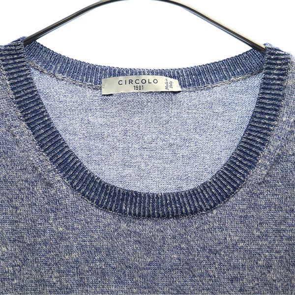 CIRCOLO1901 チルコロ1901 イタリア製 リネンブレンド 半袖 Tシャツ L ブルー レディース