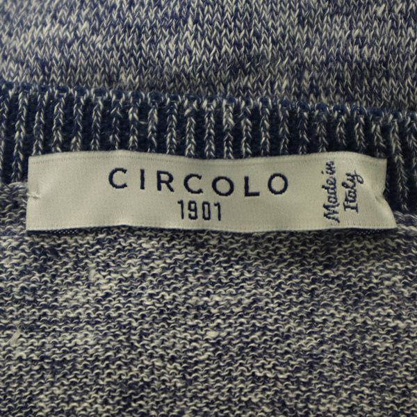 CIRCOLO1901 チルコロ1901 イタリア製 リネンブレンド 半袖 Tシャツ L ブルー レディース