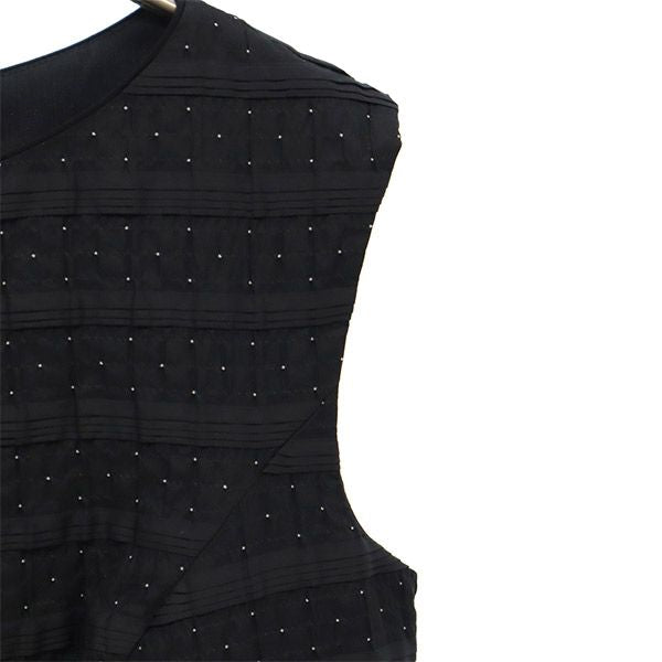 TOCCA トッカ 日本製 総柄 ノースリーブ ワンピース 2 ブラック レディース