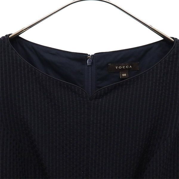 TOCCA トッカ 日本製 半袖 レース ワンピース 0 ネイビー系 レディース