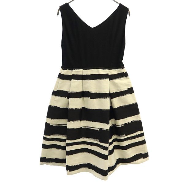 PIAZZA SEMPIONE ピアッツァセンピオーネ イタリア製 切替 ノースリーブ ワンピース 40 ブラック×ホワイト レディース