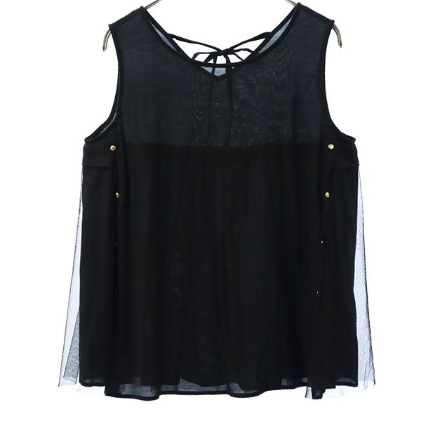 And Couture アンドクチュール ノースリーブ シアー カットソー 38 ブラック レディース