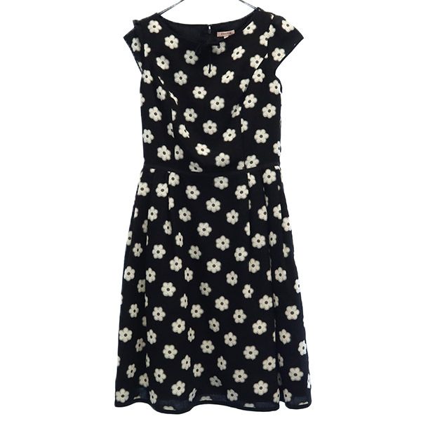 TOCCA トッカ 日本製 花柄 半袖 ワンピース 0 ブラック フレンチスリーブ レディース