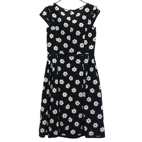 TOCCA トッカ 日本製 花柄 半袖 ワンピース 0 ブラック フレンチスリーブ レディース