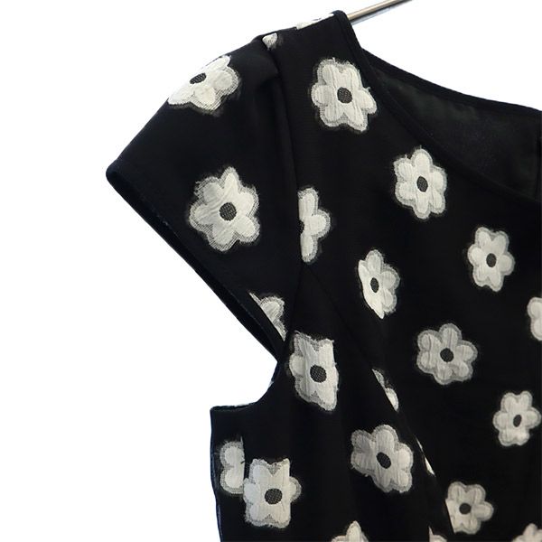 TOCCA トッカ 日本製 花柄 半袖 ワンピース 0 ブラック フレンチスリーブ レディース