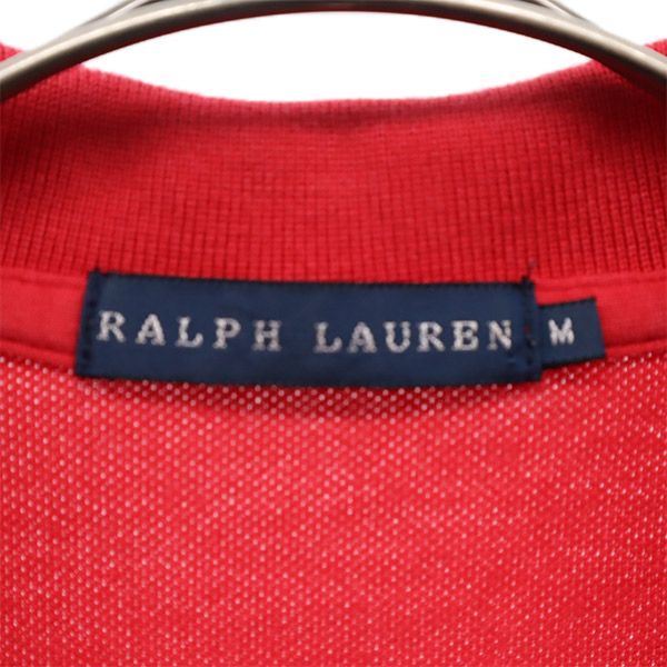 ラルフローレン ビッグポニー 刺繍 半袖 ポロシャツ M レッド RALPH LAUREN 鹿の子地 ナンバリング レディース