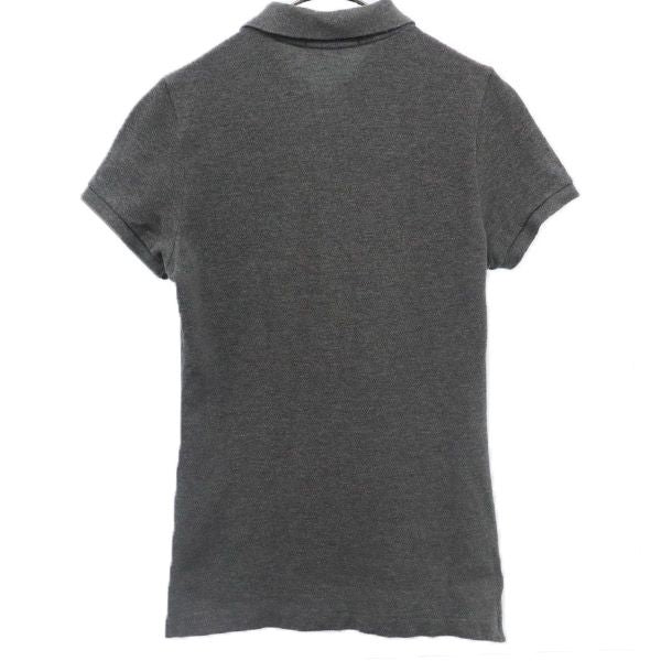 ラルフローレン ロゴワッペン 半袖 ポロシャツ XS グレー RALPH LAUREN 鹿の子地 レディース