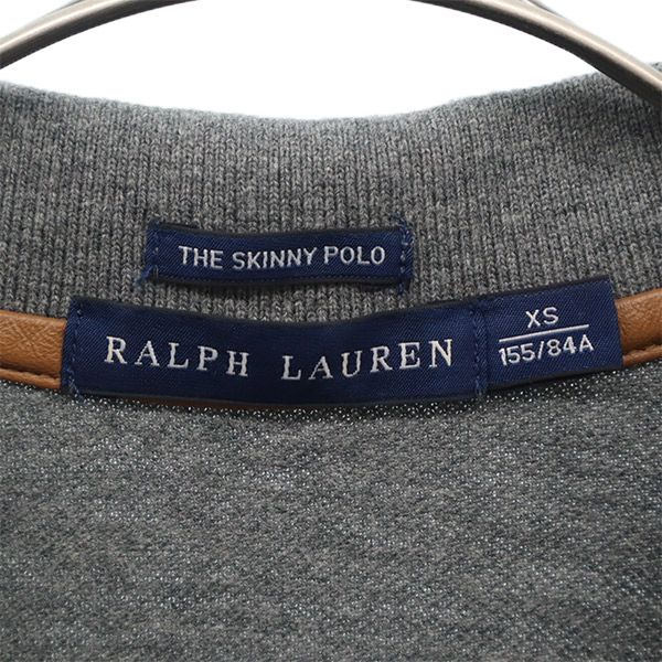 ラルフローレン ロゴワッペン 半袖 ポロシャツ XS グレー RALPH LAUREN 鹿の子地 レディース
