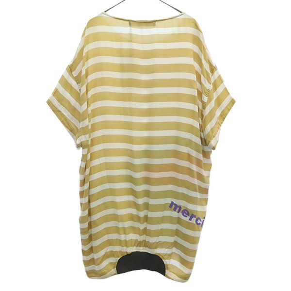 mercibeaucoup. メルシーボークー ボーダー 半袖 ワンピース 1 ブラウン×ホワイト レディース