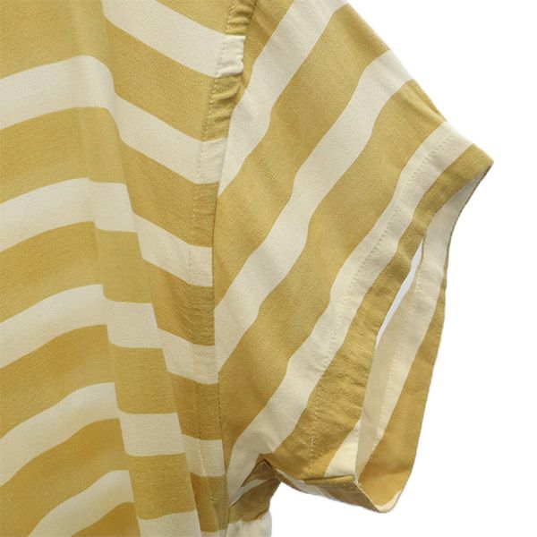 mercibeaucoup. メルシーボークー ボーダー 半袖 ワンピース 1 ブラウン×ホワイト レディース