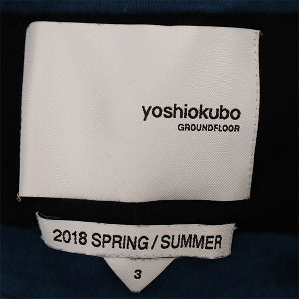 yoshiokubo GROUND FLOOR ヨシオクボ グランドフロア 総柄 半袖 Tシャツ 3 ブルー×ブラック メンズ