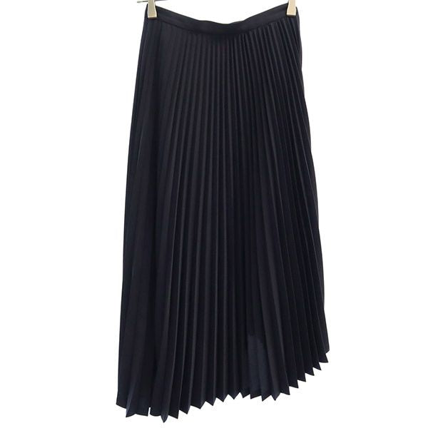 CLANE クラネ ロング丈 アシンメトリー プリーツスカート 0 ネイビー レディース